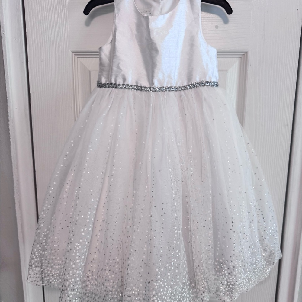 marmellata White Sparkling Tulle Party Dress for Girls